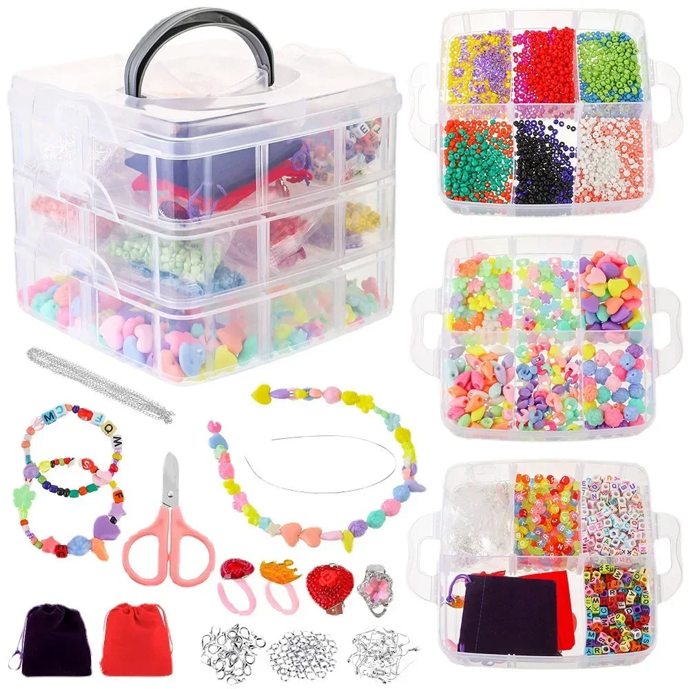 4655Pcs DIY Beads Bracelet Kit Making Necklace Manual Toys for Girls Pearls Games Handmade Children'S Gift Material Elastic Kids