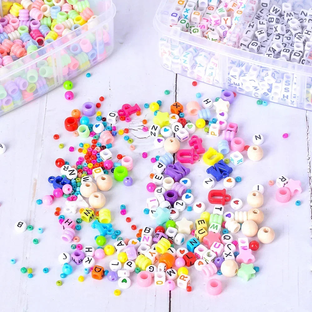 4655Pcs DIY Beads Bracelet Kit Making Necklace Manual Toys for Girls Pearls Games Handmade Children'S Gift Material Elastic Kids